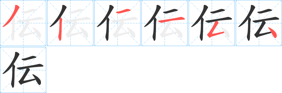 伝的筆順分步演示