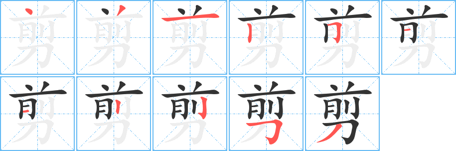 剪的筆順分步演示