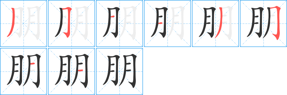 朋的筆順?lè)植窖菔?>
					
                    <hr />
                    <h2>朋的基本信息</h2>
                    <div   id=
