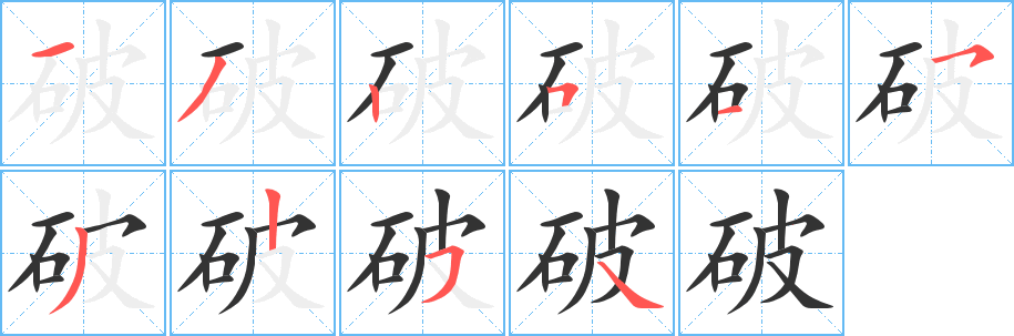 破的筆順?lè)植窖菔?>
					
                    <hr />
                    <h2>破的基本信息</h2>
                    <div   id=