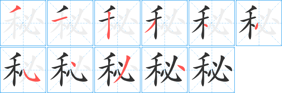 秘的筆順分步演示