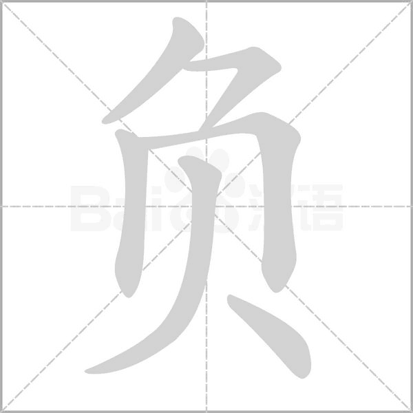 負的筆順動畫演示