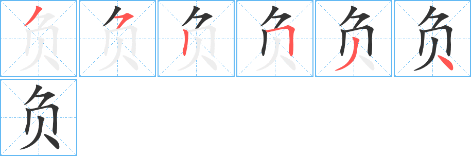 負的筆順分步演示