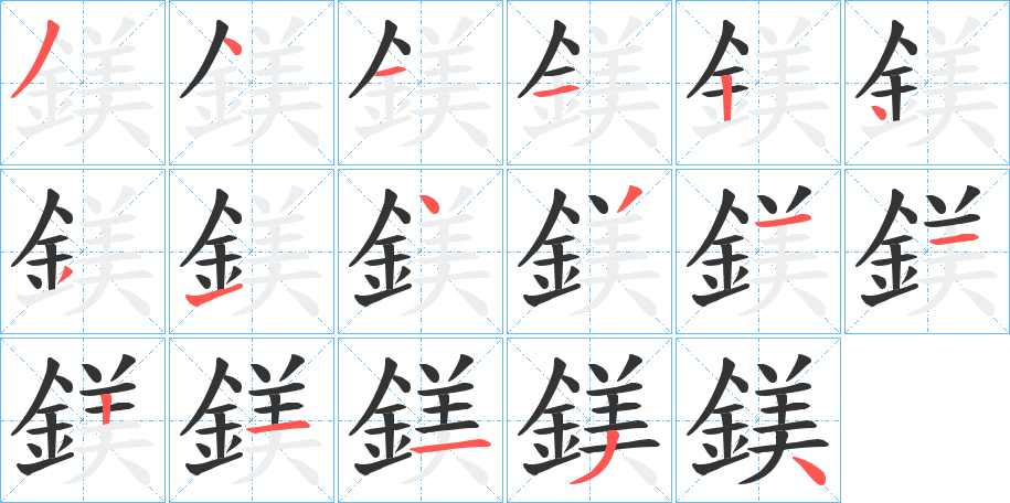 鎂的筆順分步演示