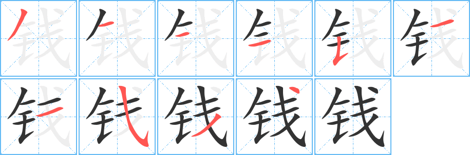 錢的筆順?lè)植窖菔?>
					
                    <hr />
                    <h2>錢的基本信息</h2>
                    <div   id=