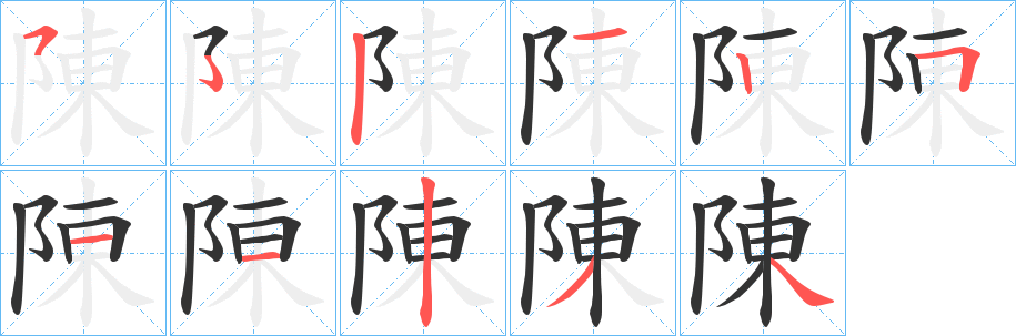 陳的筆順?lè)植窖菔?>
					
                    <hr />
                    <h2>陳的基本信息</h2>
                    <div   id=