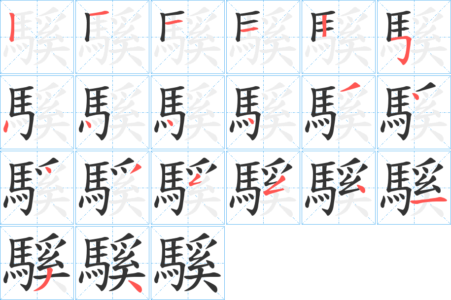 騱的筆順分步演示