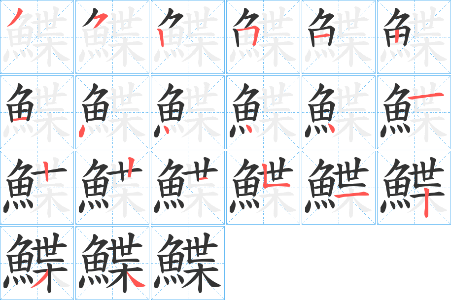 鰈的筆順分步演示