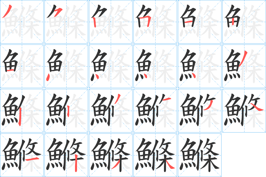鰷的筆順分步演示